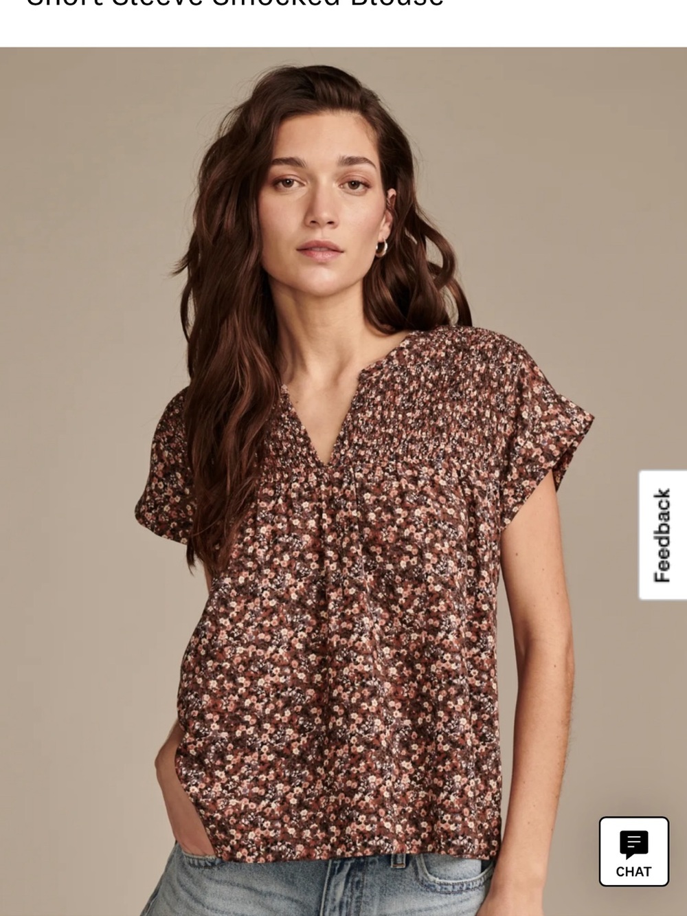 Lucky Brand Floral Smocked Shirt